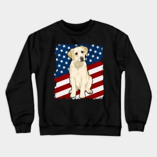 Yellow Labrador Dog American Flag Crewneck Sweatshirt